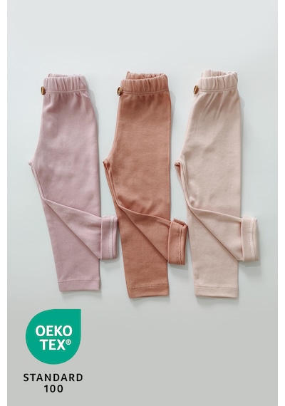 Luppinos Candy 3'lü Pamuk Bebek Tayt Pantolon Set Krem - Pembe