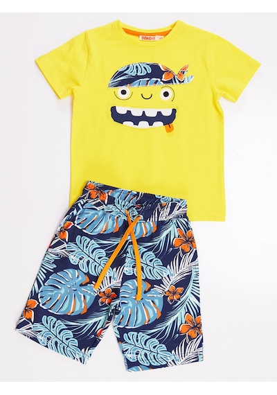 Denokids Hawai Korsan Erkek Çocuk Şort Takım Çok Renkli