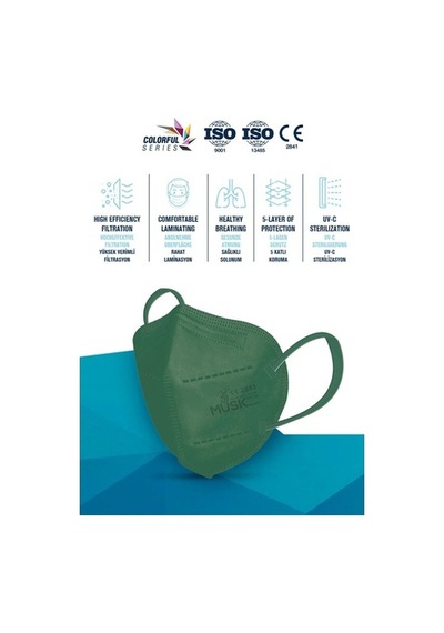 Musk Ffp2 Maske 40 Adet (Turkuaz,Taba,Yeşil,Krem)