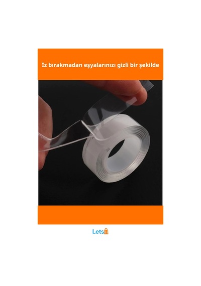 Süper Güçlü Şeffaf Çift Taraflı Bant 1 Adet Nano Teknoloji 1 Adet