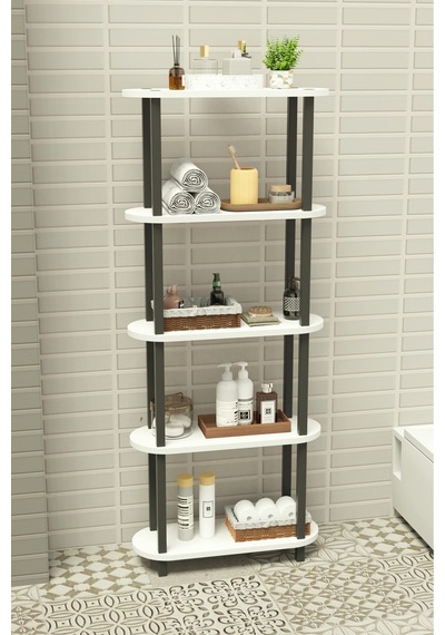 Soft 5 Katlı Banyo Düzenleyici Çok Raflı Banyo Organizeri Çok Amaçlı Banyo Düzenleyici - Beyaz Beyaz