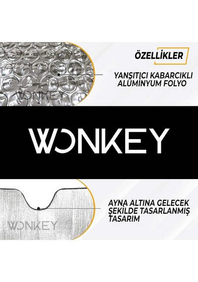 Wonkey - Katlanabilir Metalize Ön Cam Oto Araba Güneşliği, Araç Isı Koruyucu Güneşlik 140x70cm Genel