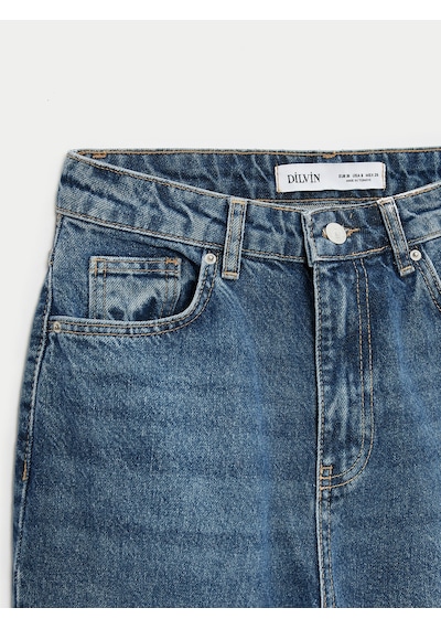 Dilvin 72117 %100 Pamuk Wide Leg Jean-yeşil Yeşil