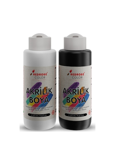Red Rose Beyaz-siyah Akrilik Boya 2'li Set 2 x 120 ML