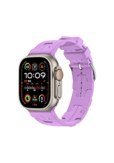 Ekılıf - Apple Uyumlu  Watch Ultra 49mm - Kordon Silikon Kordon Krd-92 - Mor