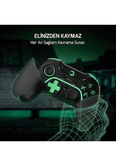 GamePower Vitrus Hall Effect Joystickli Kablosuz Siyah Gamepad 2.4G Bluetooth PC Uyumlu
