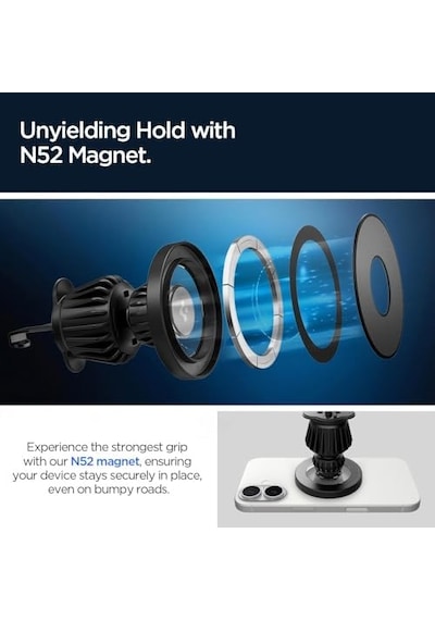 Magsafe Araç İçi Telefon Tutucu 2in1 Air Vent & Dashboard Ön Konsol Ve Havalandırma Izgara İle Uyumlu Kısa Versiyon İphone & Magfit İle Uyumlu + Dahili Metal Halka Mtf13 Matte Gray - Acp08316