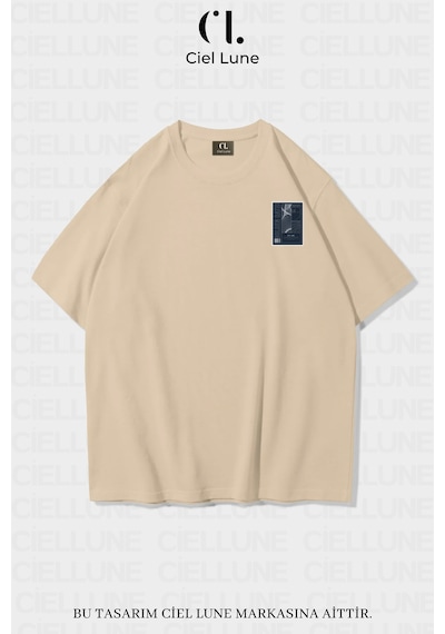 Nevermind Unisex Kadın Erkek Golden Ratio Baskılı Özel Tasarım Oversize T-s Bej