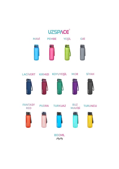 Uzspace 800 ML Yeni Ebat Boy 25 CM Tritan Su Matarası Bpa