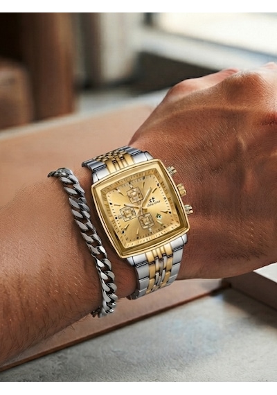 Erkek Takvimli Kol Saati Bileklik Hediyeli Çelik Kordon Gold Gümüş Kare Kasa Takvimli Analog Quartz Şık Klasik Spor Erkek Saati Swt15 Çok Renkli Erkek Takvimli Kol Saati Bileklik Hediyeli Çelik Kordon Gold Gümüş Kare Kasa Takvimli Analog Quartz Şık Klasik Spor Erkek Saati Swt15 Çok Renkli