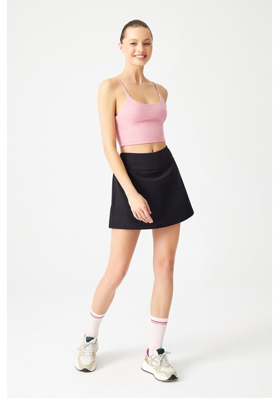 Los Ojos Siyah 2 Katmanlı Tenis Eteği - Şort Etek - Spor Etek Tennis Skirt Siyah