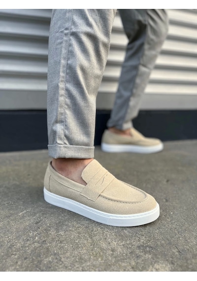 Jy180 Estilo X Bağcıksız Süet Erkek Günlük Spor Klasik Ayakkabı Sbt - Krem Krem