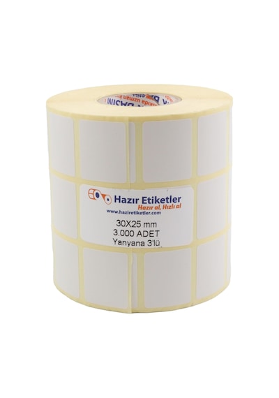 Eko Termal Etiket, 30mm X 25mm 3000 Adetli 3lü Yan Yana Sarılmış Rulolar 40mm Kuka Çapında Dire 1