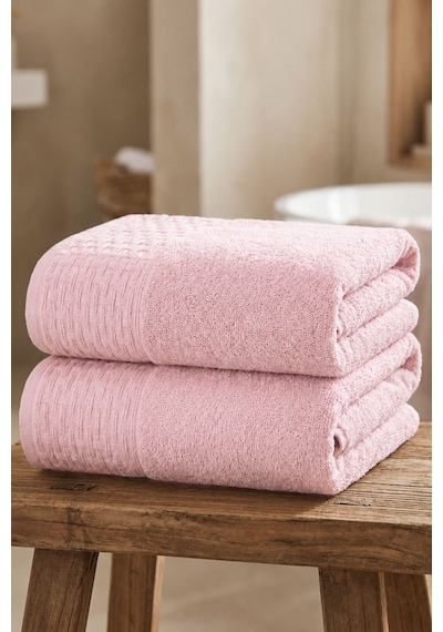 2'li Büyük Boy Banyo Havlusu 90x150 Cm %100 Pamuk Siena Collection 650 Gr Pembe