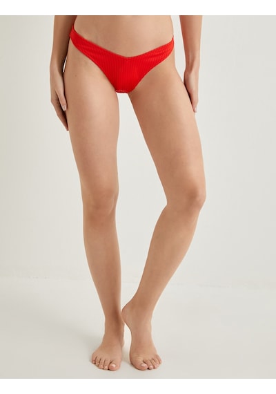 Koton Dokulu Brazilian Bikini Altı Asimetrik Bel Kırmızı 4sak00098mm Kırmızı