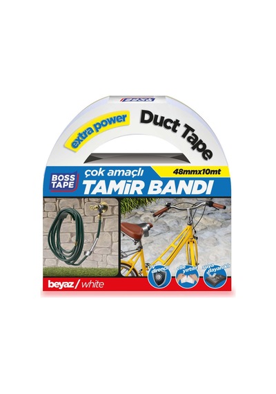 27kids Boss Tape Kanal Tamir Bandi, 10 Metre Uzunluk X 48 Mm Kalinlik, Beyaz Açık Bej