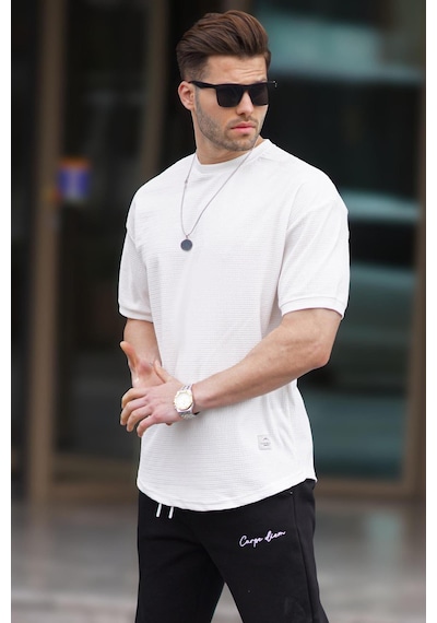 Madmext Ekru Basic Oversize Erkek Tişört 7012-ekru Ekru