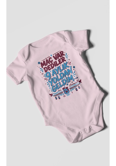 Morivokids Maç Var Dediler Yazılı Kısa Kollu Bebek Body %100 Pamuk Bebe Pembe