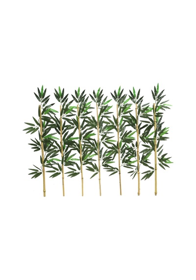 Yapay Çiçek Deposu Kumaş Yapraklı Doğal Bambu 80-95 Cm 7 Adet