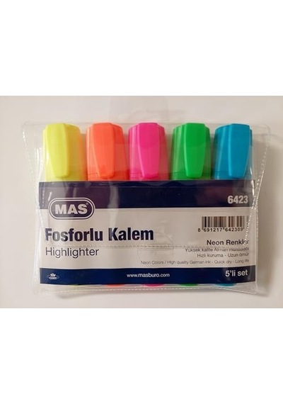 Fosforlu Kalem 5'li Plastik Ambalaj -