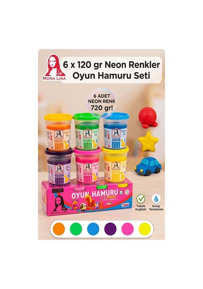Oyun Hamuru 18 Renk 1 Paket Monalisa 18 Li Oyun Hamuru Kurumaya Karşı Dirençli Okul Öncesi Kreş Yumuşak Çok  Renkli