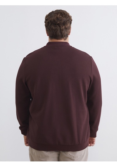 Lcwaıkıkı Classic Bordo Büyük Beden Polo Yaka Erkek Sweatshirt