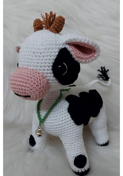 Amigurumi Uyku Arkadaşı Organik Çanlı Buzu İnek