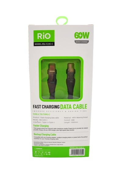 Rio Tech 60w Hızlı Şarj Ve Data Kablosu Type-c To Type-c 1 Metre