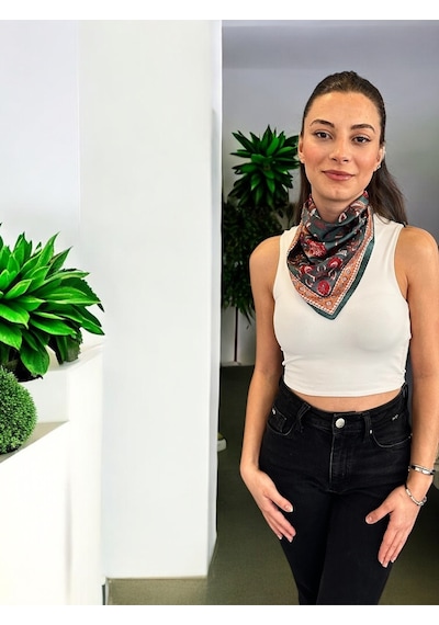 Vintage Desen Bandana/fular Çok Renkli
