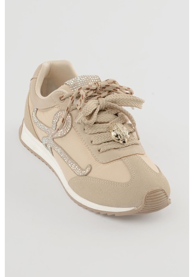 Mubiano Kadın Anorak Sneaker Süet Detaylı Kuş Aksesuarlı Bağcıklı Spor Ayakkabı Aquila Bej Bej