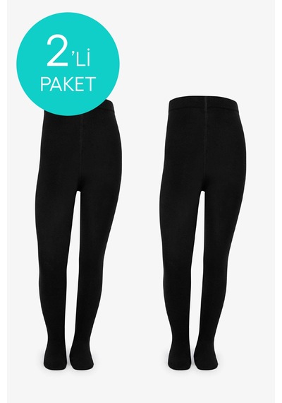 Penti Kız Çocuk Pretty Koton Siyah 2li Külotlu Çorap