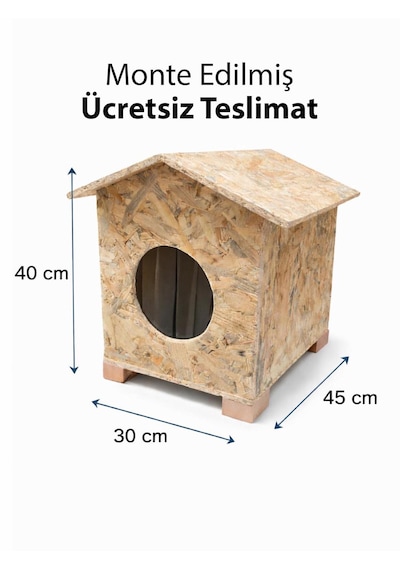 Reyo Kedi Yuvası Yağmura Ve Soğuğa Dayanıklı Osb Kedi Evi Deniz Tutkallı Monteli Teslimat - Cat30