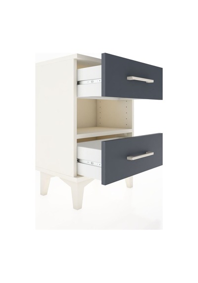 Arges Komodin Tek Raflı 2 Çekmeceli 44x30x64 Aytaşı-antrasit Aytası