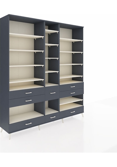 Hyperion Dolap 19 Raflı 8 Çekmeceli 220x44x243 Antrasit-aytaşı/antrasit Aytası/antrasıt Hyperion Dolap 19 Raflı 8 Çekmeceli 220x44x243 Antrasit-aytaşı/antrasit Aytası/antrasıt