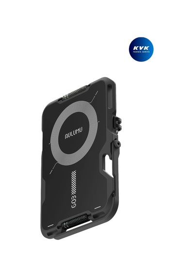 Aulumu Çok Amaçlı Manyetik Frosted Metal Magsafe Cüzdan Kartlık - Standlı - Tsa Uyumlu - G03 Gri