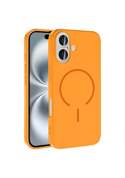 Apple Uyumlu iPhone 16 Kılıf M-safe Şarj Özellikli Zore Meta Kapak Turuncu