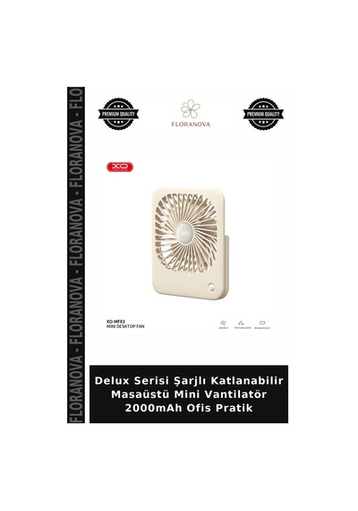 Delux Serisi Şarjlı Katlanabilir Masaüstü Mini Vantilatör 2000mah Ofis Pratik