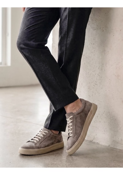 Cabani Erkek Vizon Hakiki Süet Deri Sneaker Ayakkabı