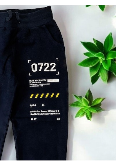 Zekids Erkek Çocuk Run Your City Yazılı Eşofman Alt-14208 Lacivert