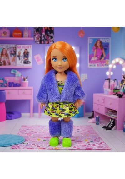 Moda İkonu Bebek Figür 13 Cm - Turuncu Saçlı Neon Şıklık