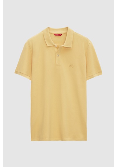 D's Damat Ds Damat Regular Fit Açık Sarı %100 Pamuklu Uzun Ömürlü Kıvrılmaz Polo Yaka Nakışlı T-shirt 4hc14ort51000 502