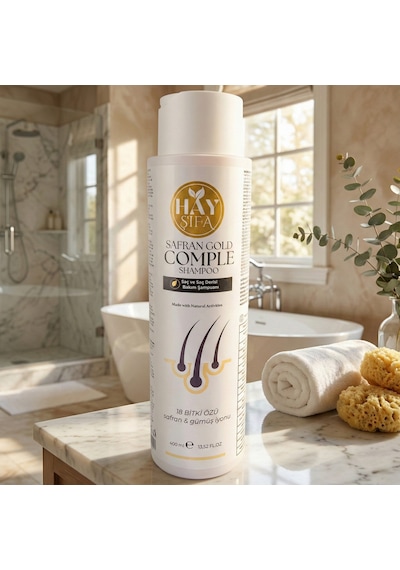 Safran Gold Complete Şampuan 400 Ml Safran Özlü Gümüş İyonlu Keratin Ve Biotin İçeren Bitkisel Şampuan Normal