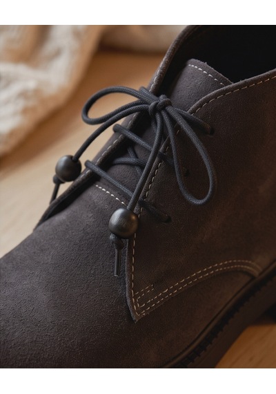 Futsishoes Maple Gri Hakiki Deri Bağcıklı Kısa Günlük Kadın Bot