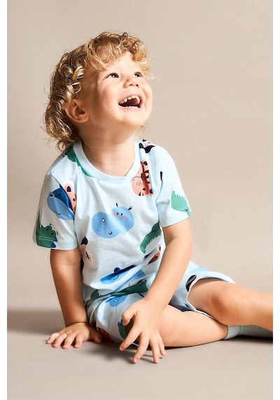 Defacto Hayvan Baskılı 2li Pijama Açık Mavi Takımı Erkek Bebek H7902a526hsbe440 Mavi-be440