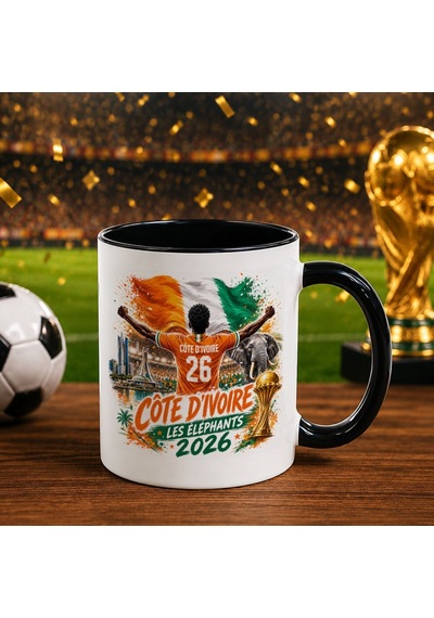 Bk Gift Ekvator Taraftar Temalı 2026 Dünya Kupası Tasarımlı Siyah Kupa Bardak Beyaz