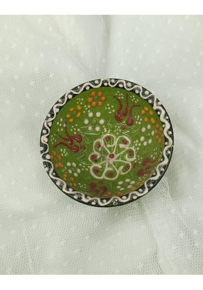 Çini Yeşil 8 Cm Çerezlik Kase Sosluk Sunumluk Kahvaltılık 1 Adet Çok Renkli