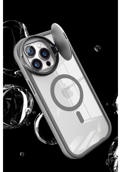 Apple Uyumlu iPhone 14 Pro Max Kılıf Teleskop Lens Magsafe Silikon Kapak Pembe\