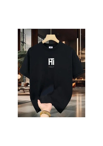 Medinenur Ht Yazı Detaylı Basic T-shirt Siyah
