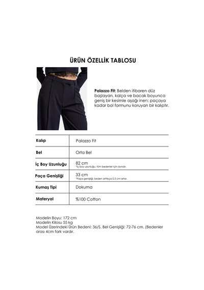 Kadın Laci Çizgili W6-56 Palazzo Pileli Pantolon Lacivert