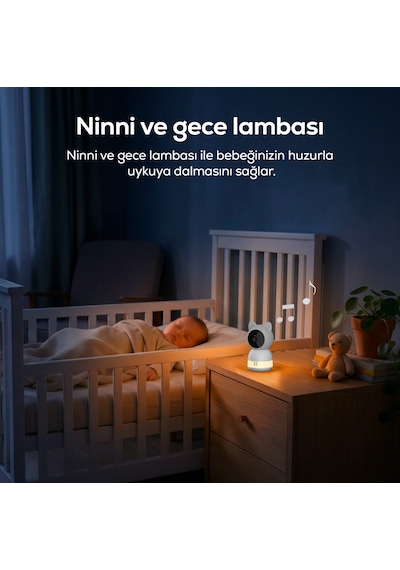 Xenon Smart Bebek Kamerası 3MP | 5" Monitör, Mobil Takip, Ağlama Algılama, 360° Gece Görüş, RGB Lambalı (X7202)